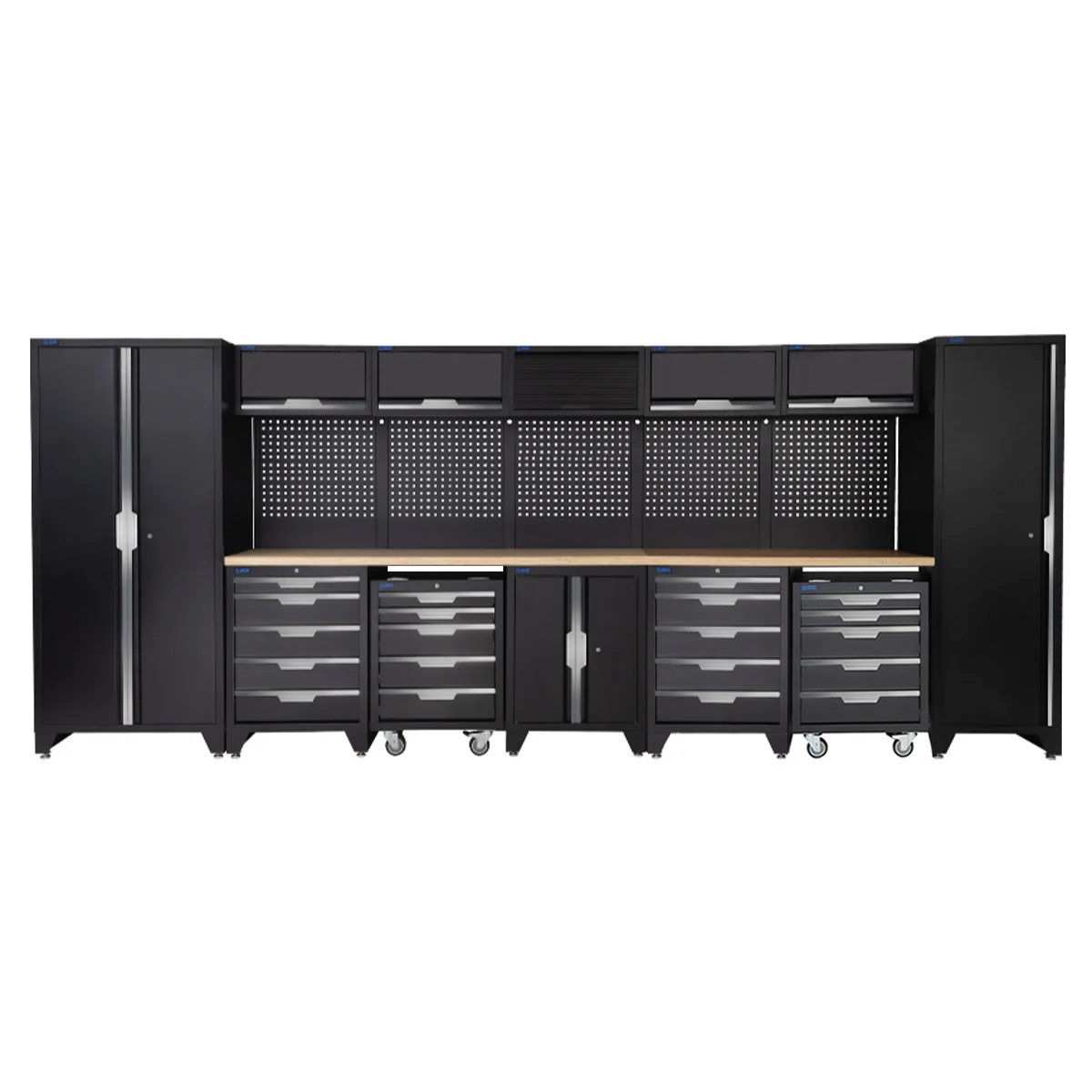 SGS 17pc Garage Storage System | 15 Drawers | Pressed Wood Worktop | Tall Single & Double Cabinets |2x Floor Cabinet | 5x Upper Cabinets